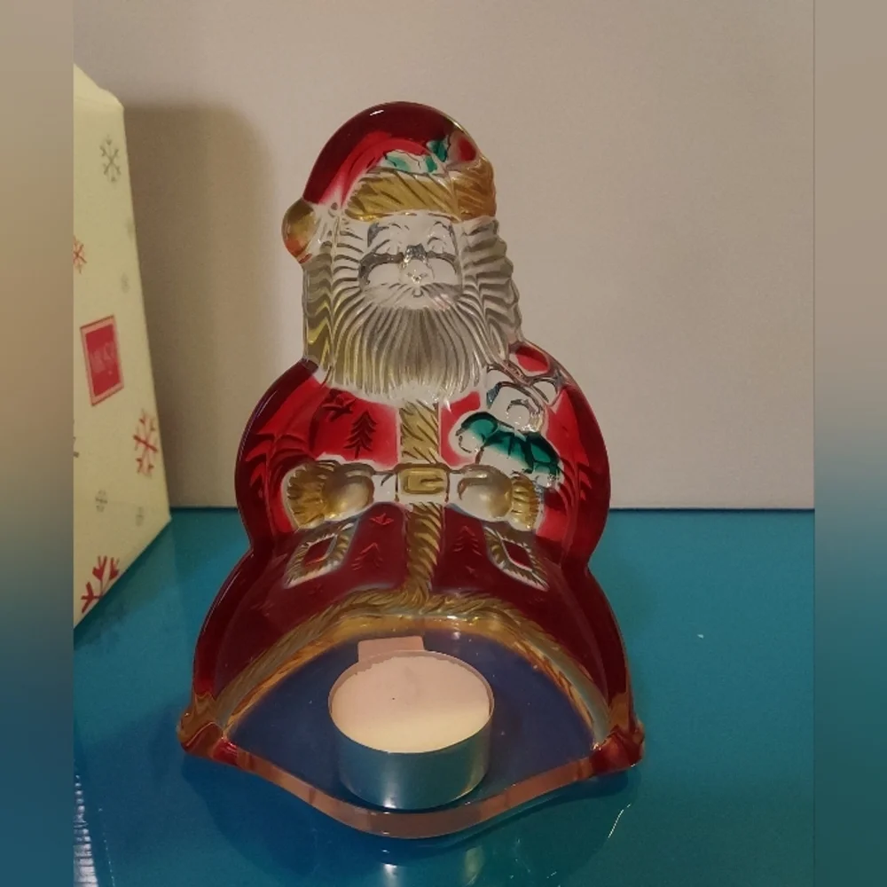 New In Box Mikasa Santa's Glow Red Santa Claus Votive 6